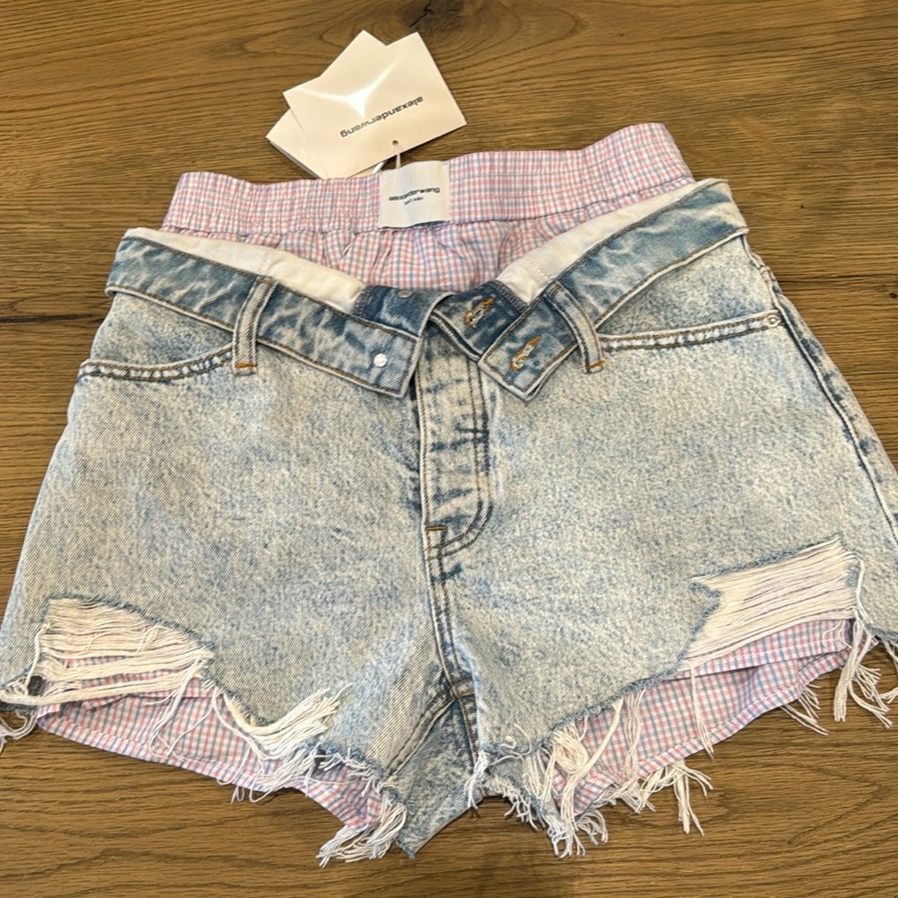ALEXANDER WANG denim shorts with boxers sz 27
